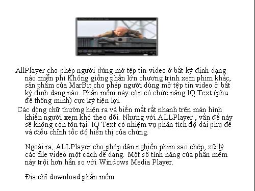 Phần mềm xem video ALL PLAYER dùng cho tất cả các định dạng video nhỏ và miễn phí