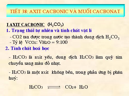 Bài 29. Axit cacbonic và muối cacbonat