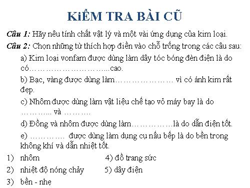 Bài 16. Tính chất hoá học của kim loại