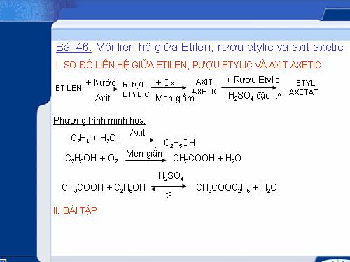 Bài 46. Mối liên hệ giữa etilen, rượu etylic và axit axetic