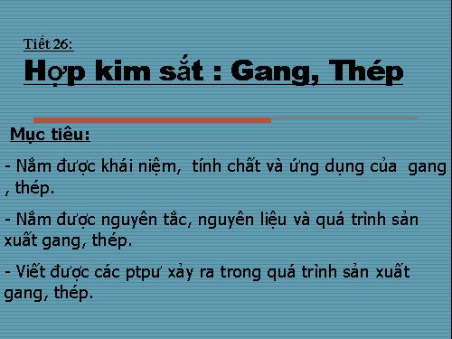 Bài 20. Hợp kim sắt: Gang, thép