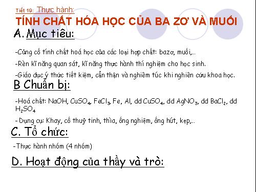 Bài 14. Thực hành: Tính chất hoá học của bazơ và muối