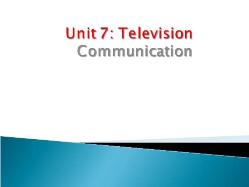 Unit 07. Television. Lesson 4. Communication