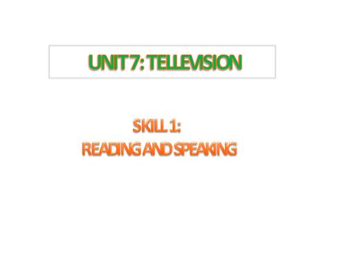 Unit 07. Television. Lesson 5. Skills 1