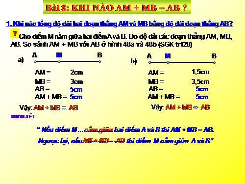 Chương I. §8. Khi nào thì AM + MB = AB?