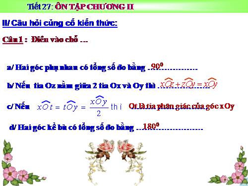 Ôn tập Chương II. Góc