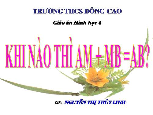 Chương I. §8. Khi nào thì AM + MB = AB?