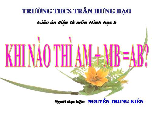 Chương I. §8. Khi nào thì AM + MB = AB?