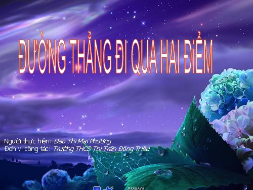 Chương I. §3. Đường thẳng đi qua hai điểm