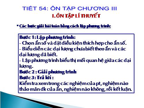 Đại số 8. Ôn tập Chương III. Phương trình bậc nhất một ẩn