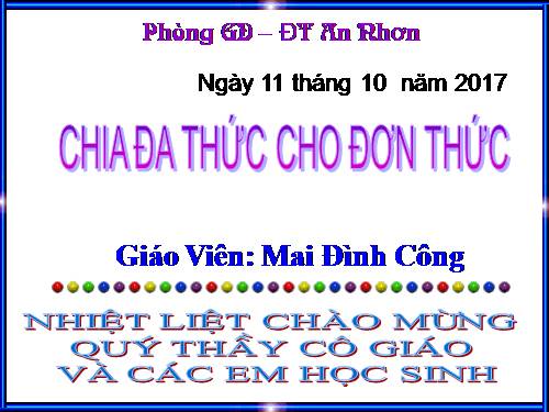 Chương I. §11. Chia đa thức cho đơn thức