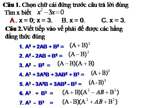 Chương I. §7. Phân tích đa thức thành nhân tử bằng phương pháp dùng hằng đẳng thức