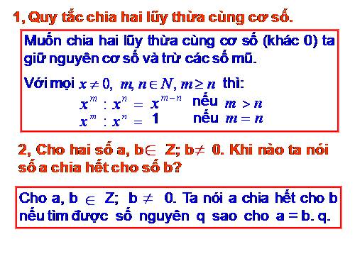 Chương I. §10. Chia đơn thức cho đơn thức