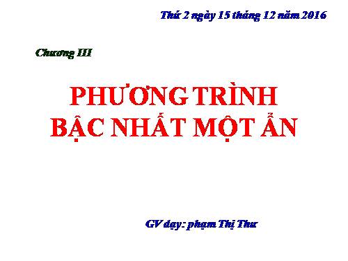 Chương III. §1. Mở đầu về phương trình