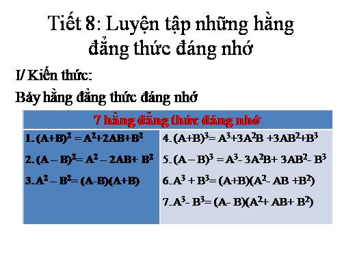 Chương I. §5. Những hằng đẳng thức đáng nhớ (tiếp)