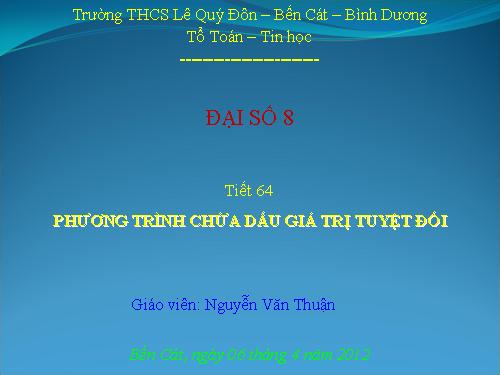 Chương IV. §5. Phương trình chứa dấu giá trị tuyệt đối