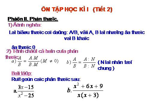 Ôn tập Chương II. Phân thức đại số