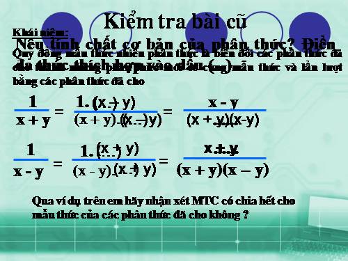 Chương II. §4. Quy đồng mẫu thức nhiều phân thức