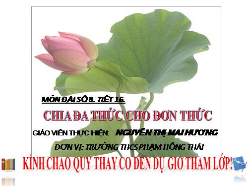 Chương I. §11. Chia đa thức cho đơn thức