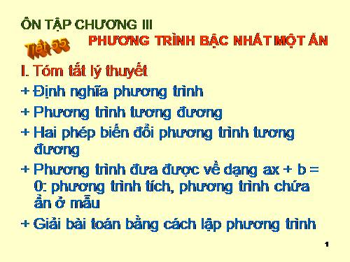 Ôn tập Chương III. Phương trình bậc nhất một ẩn