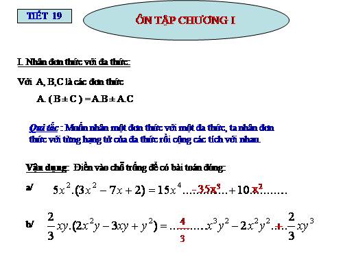 Ôn tập Chương I. Phép nhân và phép chia các đa thức