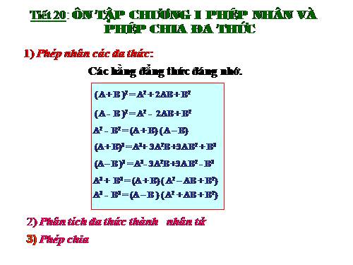 Ôn tập Chương I. Phép nhân và phép chia các đa thức