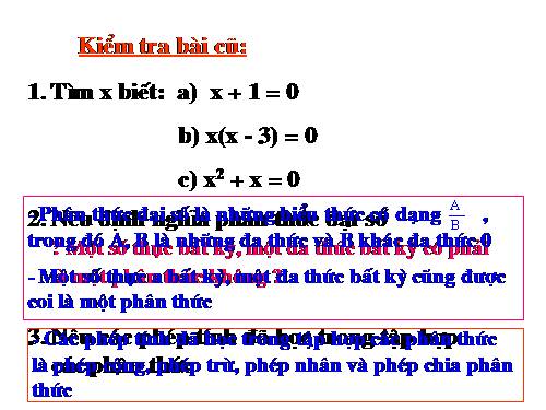 Chương II. §9. Biến đổi các biểu thức hữu tỉ. Giá trị của phân thức