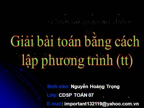 Chương III. §6. Giải bài toán bằng cách lập phương trình