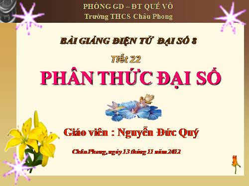 Chương II. §1. Phân thức đại số