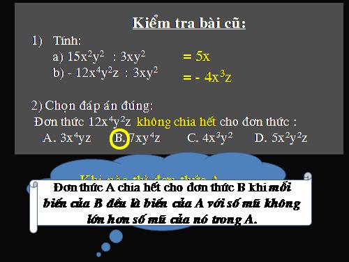 Chương I. §11. Chia đa thức cho đơn thức