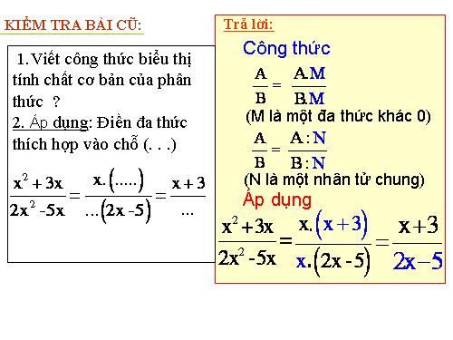 Chương II. §3. Rút gọn phân thức