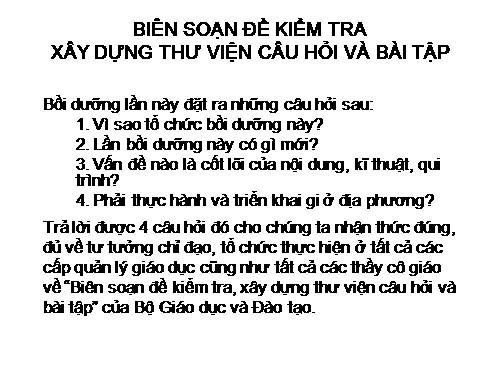 Tài liệu tập huấn ma trận đề và sản phẩm