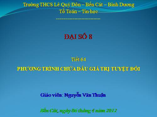 Chương IV. §5. Phương trình chứa dấu giá trị tuyệt đối