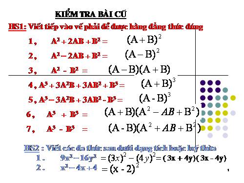 Chương I. §7. Phân tích đa thức thành nhân tử bằng phương pháp dùng hằng đẳng thức