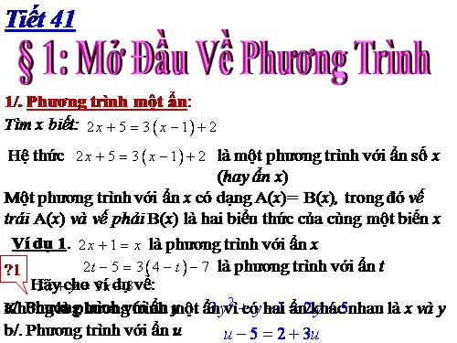 Chương III. §1. Mở đầu về phương trình