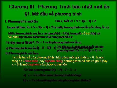 Chương III. §1. Mở đầu về phương trình
