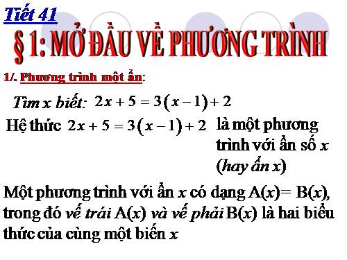 Chương III. §1. Mở đầu về phương trình