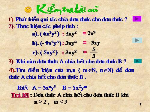 Chương I. §11. Chia đa thức cho đơn thức