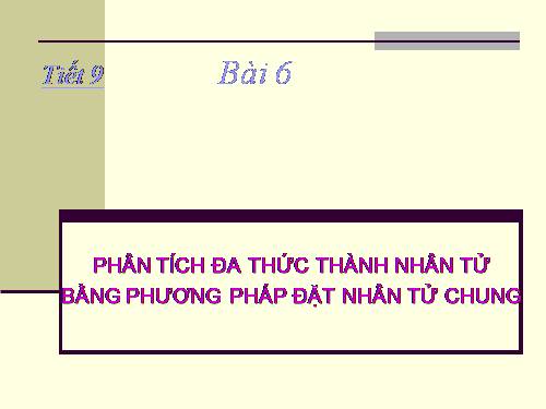 Chương I. §6. Phân tích đa thức thành nhân tử bằng phương pháp đặt nhân tử chung