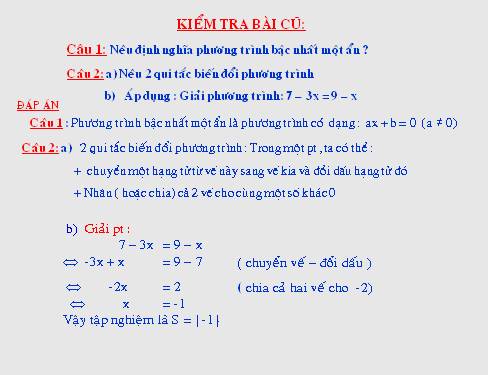 Chương III. §3. Phương trình đưa được về dạng ax + b = 0