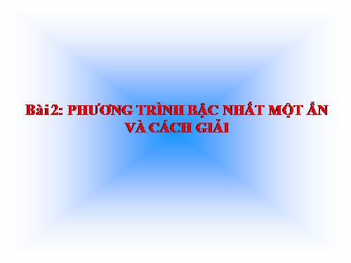 Chương III. §2. Phương trình bậc nhất một ẩn và cách giải