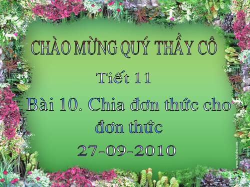 Chương I. §10. Chia đơn thức cho đơn thức