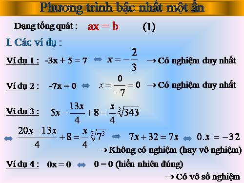 Chương III. §2. Phương trình bậc nhất một ẩn và cách giải