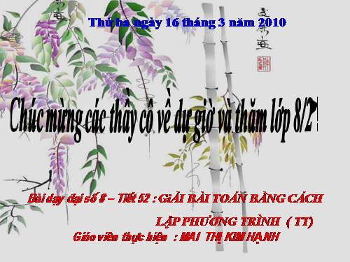 Chương III. §7. Giải bài toán bằng cách lập phương trình (tiếp)