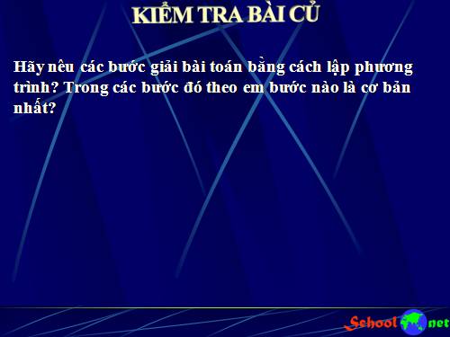 Chương III. §7. Giải bài toán bằng cách lập phương trình (tiếp)