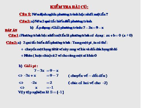 Chương III. §3. Phương trình đưa được về dạng ax + b = 0