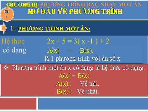 Chương III. §1. Mở đầu về phương trình