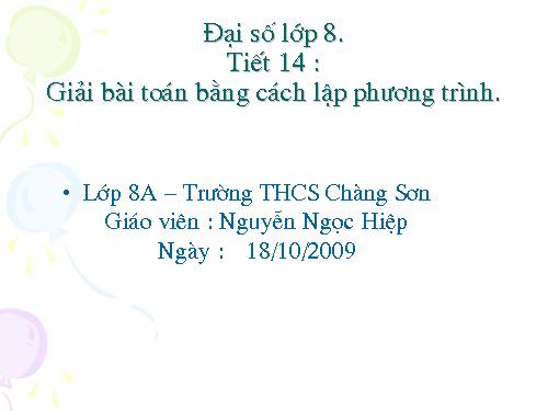 Chương III. §6. Giải bài toán bằng cách lập phương trình