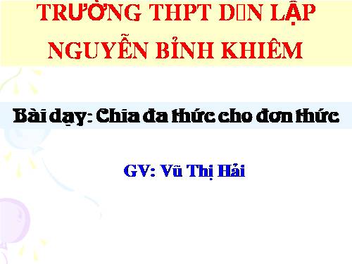 Chương I. §11. Chia đa thức cho đơn thức