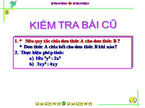 Chương I. §11. Chia đa thức cho đơn thức